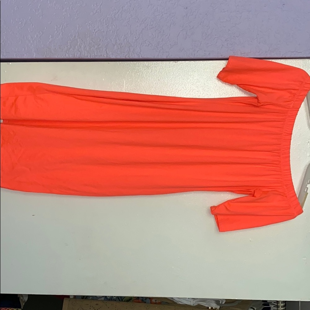 Neon strapless spandex dress